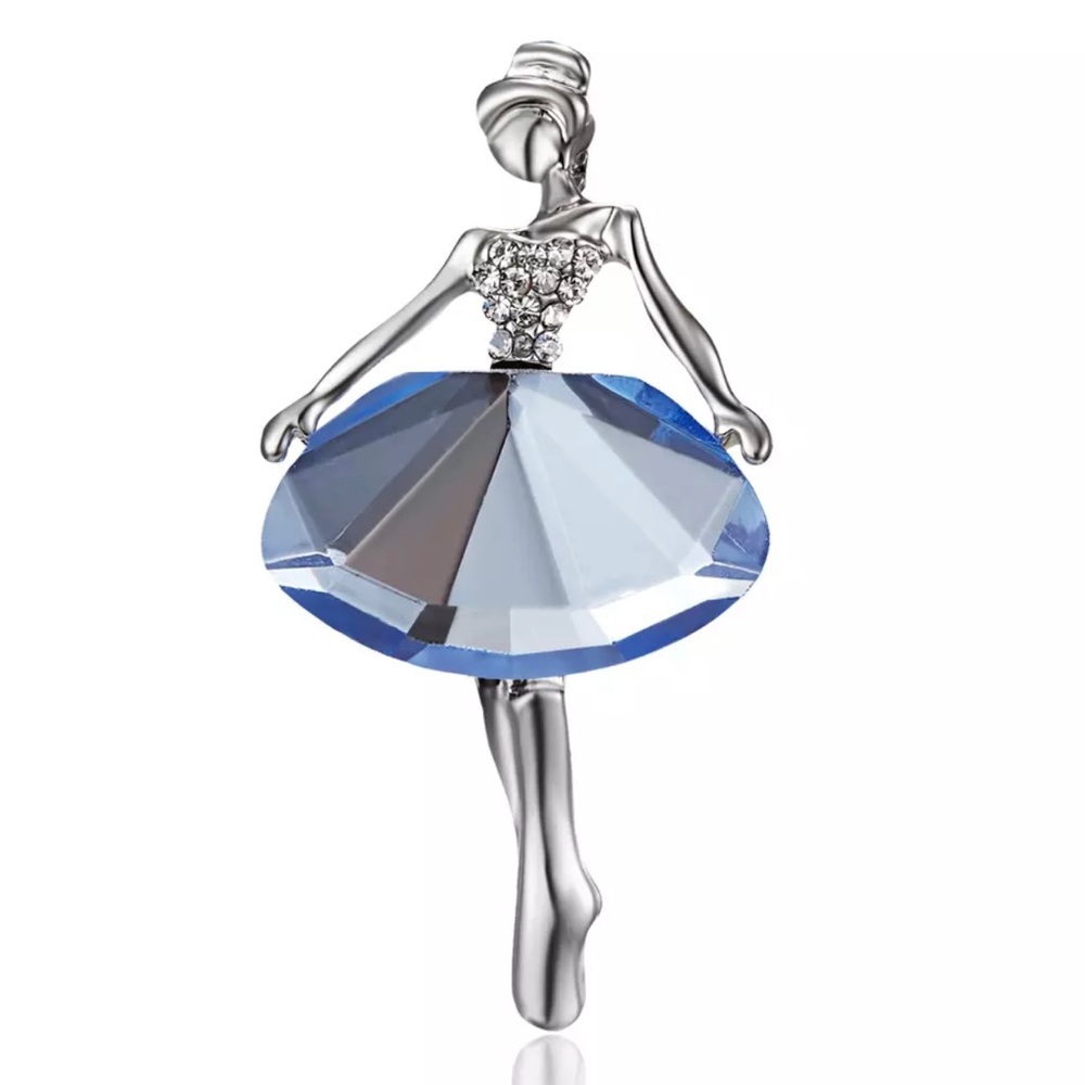 BLUE CHRYSTAL BALLERINA BROOCH